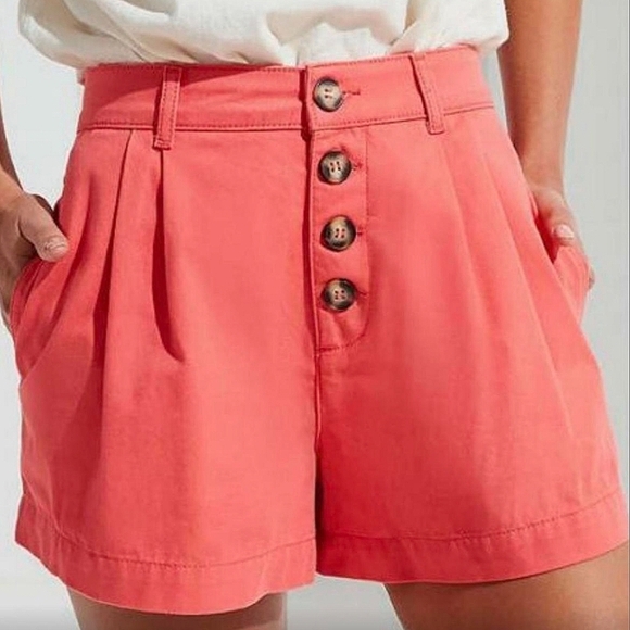 BDG Urban Outfitters Retro Pleated High Waisted Wide Leg Shorts Raspberry 26 - Picture 11 of 11